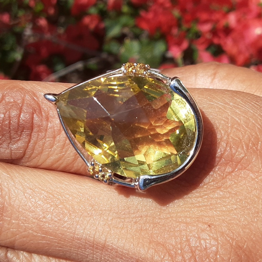 925 Lemon Quartz And Citrine Ring.